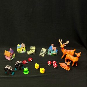 Miniature Fairy Garden Bundle: Terrarium Diorama Animal Figurines