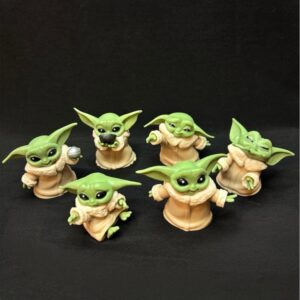 Baby Yoda Figures, Adorable Desk Decor, Cake Topper (Set of 6)