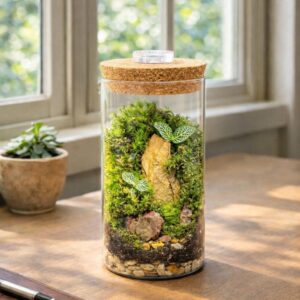 Handmade Moss Terrarium with Light | Self-Sustaining Ecosystem