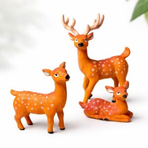 Miniature Deer Family Figurines, Resin Fairy Garden Animals