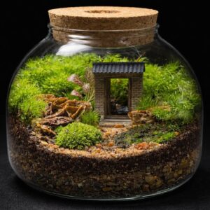 5" Live Moss Terrarium with LED Cork Lid | Handmade Glass Desktop Ecosystem | Plant Lover Gift | Indoor Moss Garden