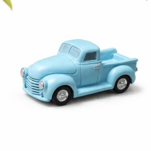 Miniature Blue Retro Truck Figurine, Fairy Garden Diorama