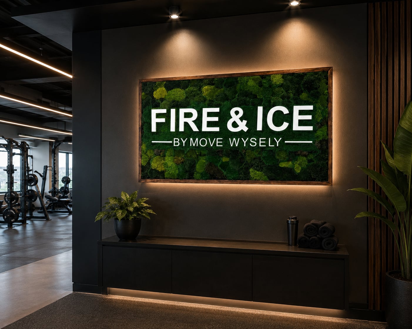 Fire and Ice preserved moss wall installation