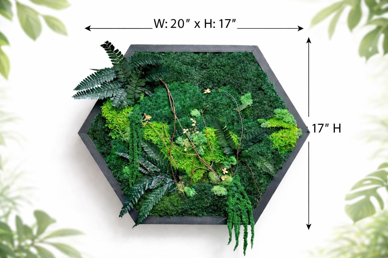 Hexagon Preserved Moss Wall Art, Botanical Green - Image 5