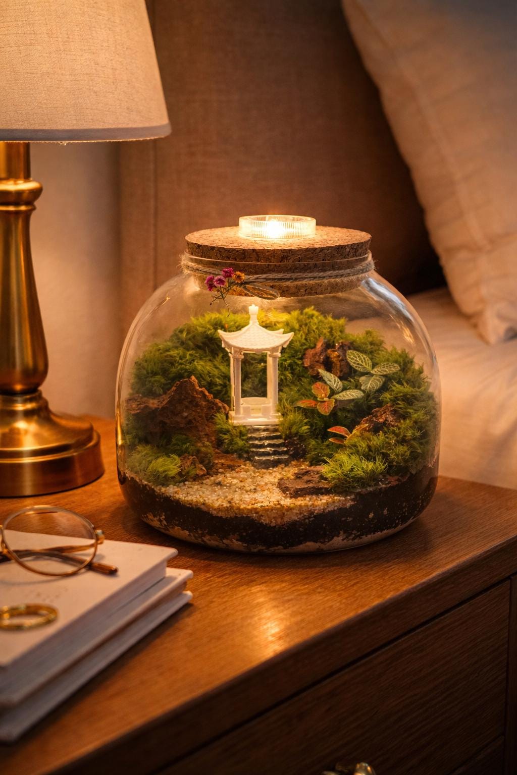 Japanese Garden Moss Terrarium with LED Cork Lid - Image 6