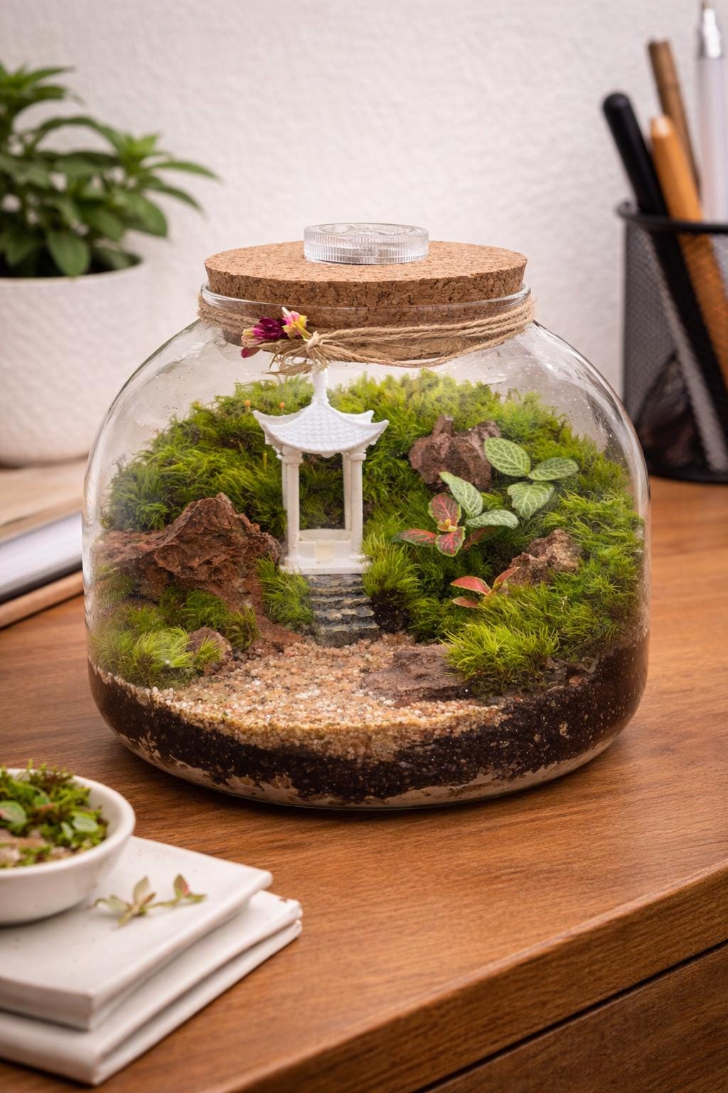 Japanese Garden Moss Terrarium with LED Cork Lid - Image 8