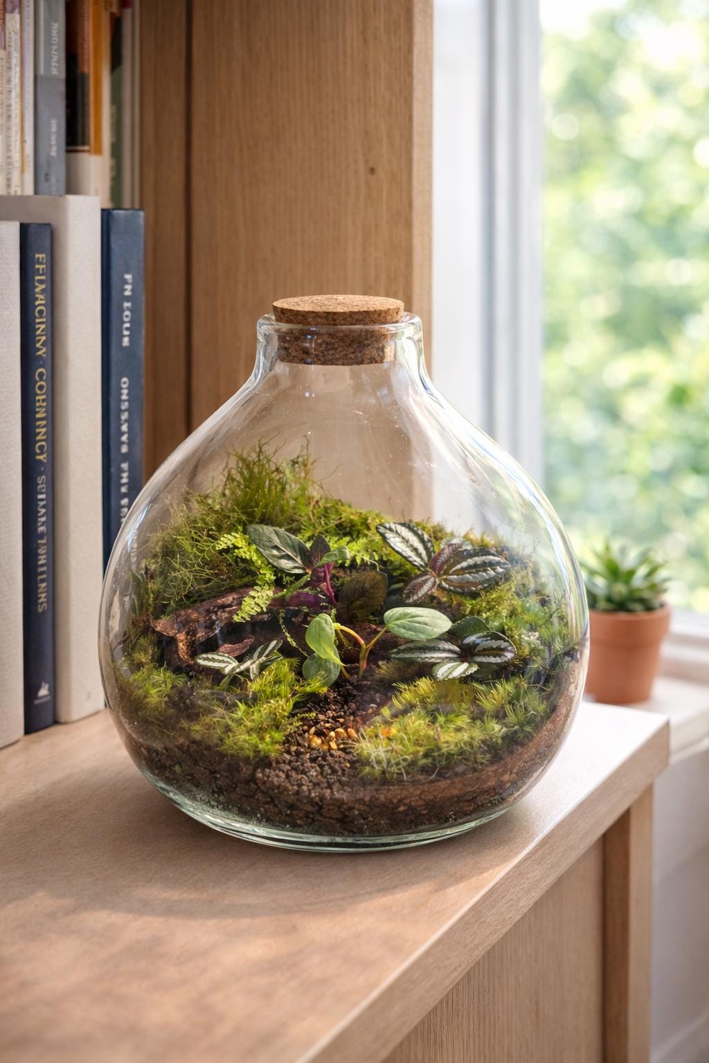 10" Hand-Blown Glass Terrarium with Tropical Plants - Image 6