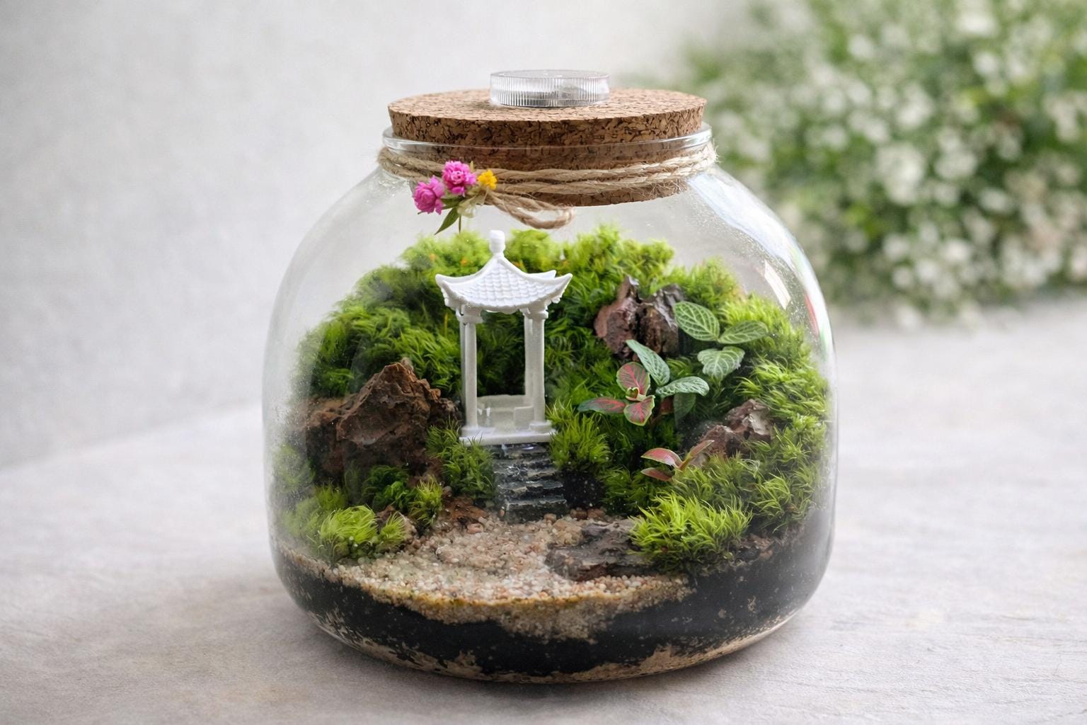 Japanese Garden Moss Terrarium with LED Cork Lid - Image 9