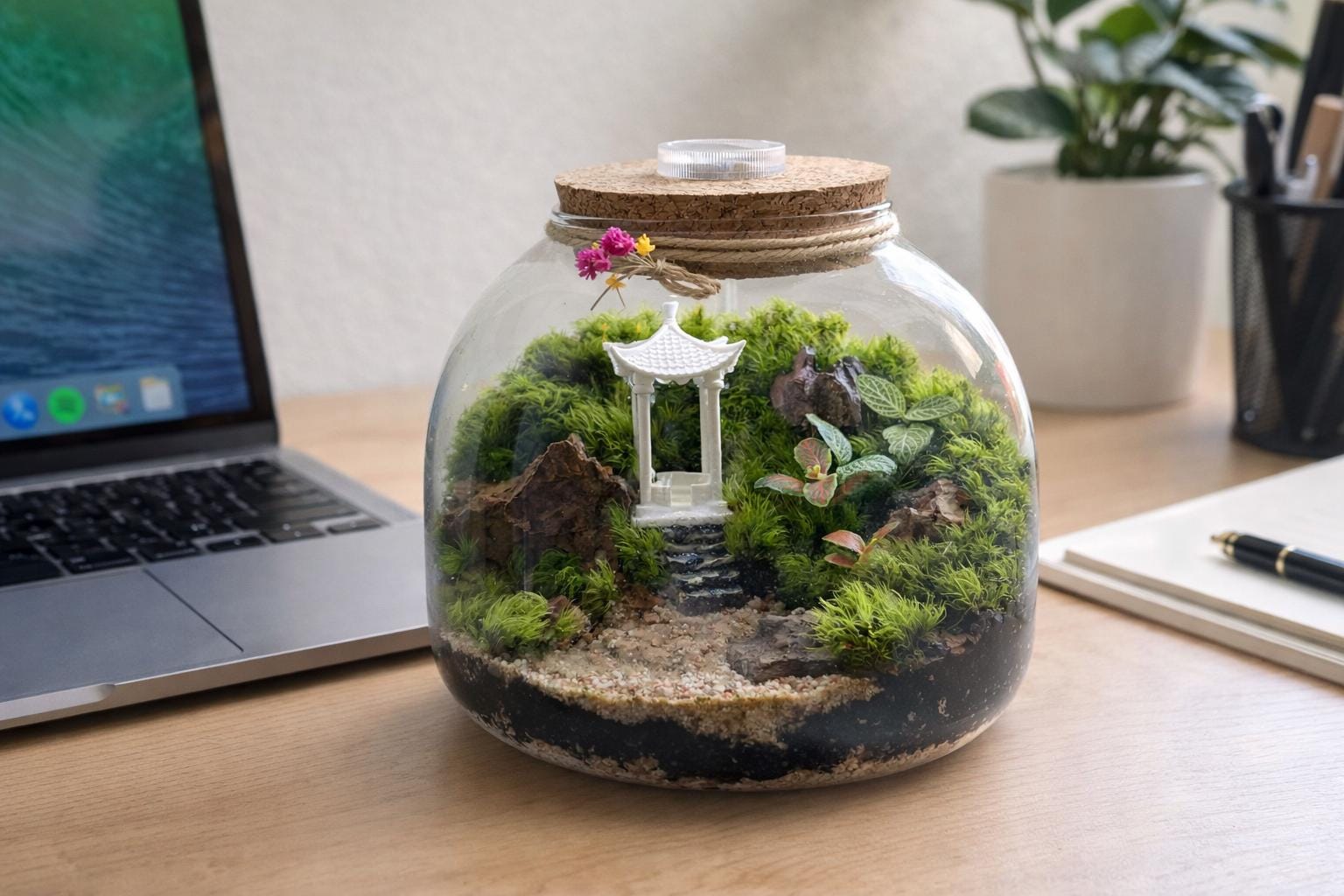 Japanese Garden Moss Terrarium with LED Cork Lid - Image 5