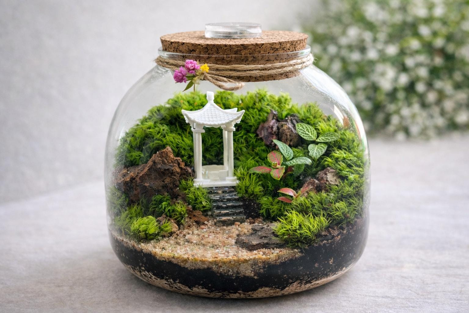Japanese Garden Moss Terrarium with LED Cork Lid