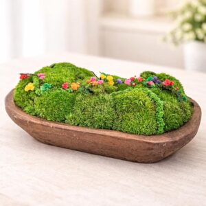 Natural Wood Moss Bowl Centerpiece