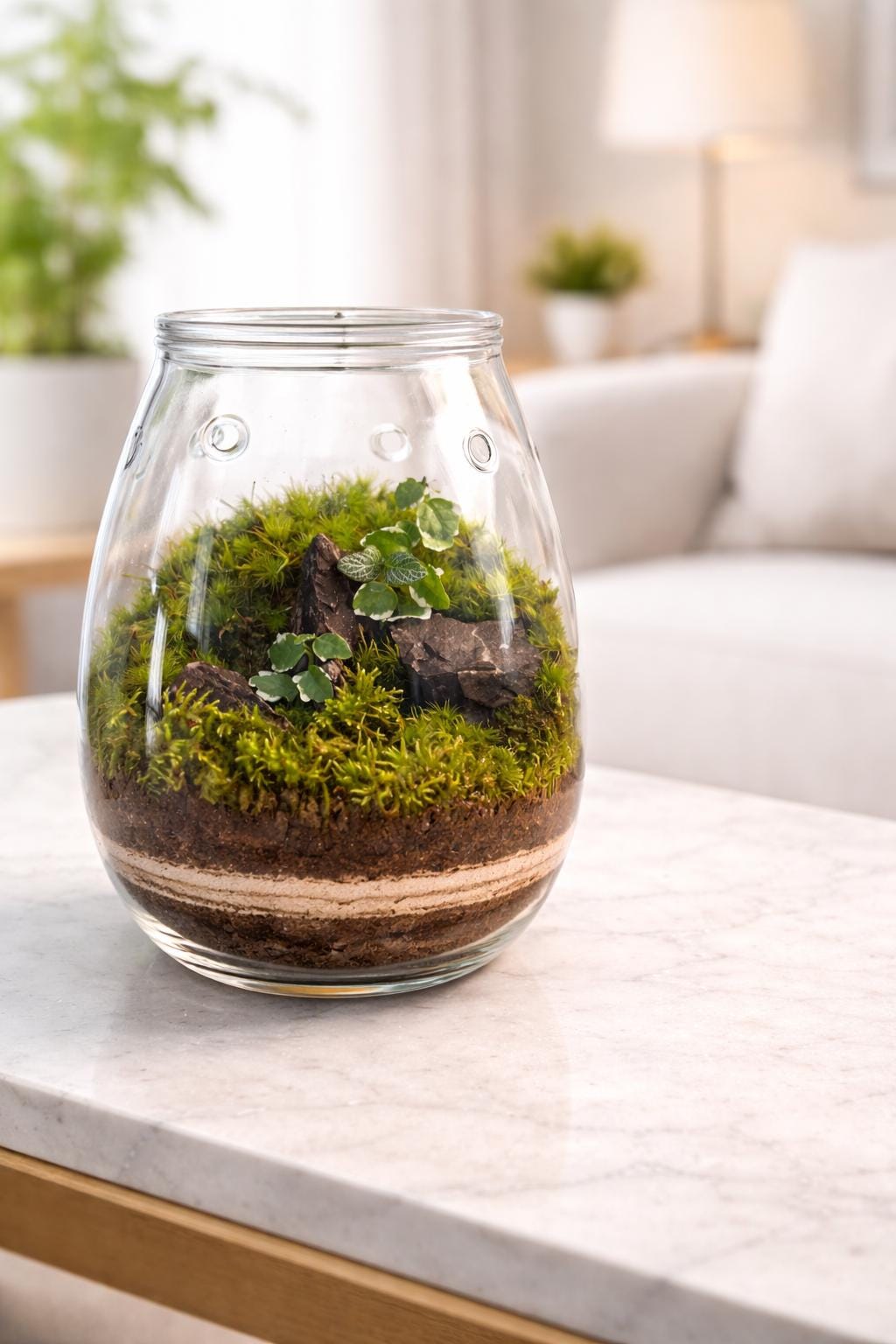 Handcrafted Self-Sustaining Glass Terrarium, Ventilated Design - Image 5