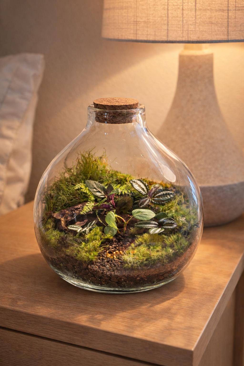 10" Hand-Blown Glass Terrarium with Tropical Plants - Image 7