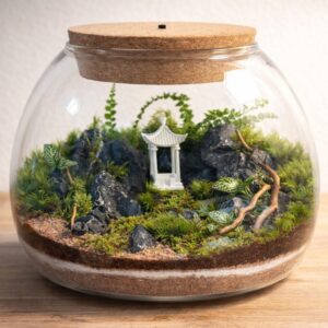 10" Japanese Zen Garden Moss Terrarium with Pagoda
