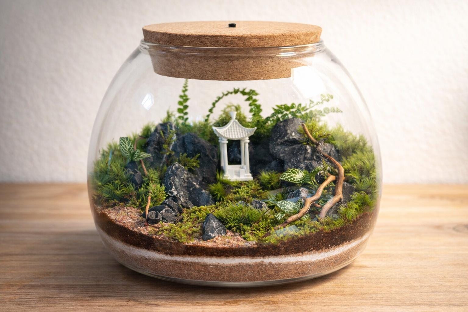 10" Japanese Zen Garden Moss Terrarium with Pagoda