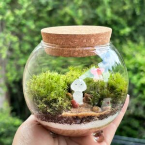 4" Glass Globe Moss Terrarium with Crystal Legs
