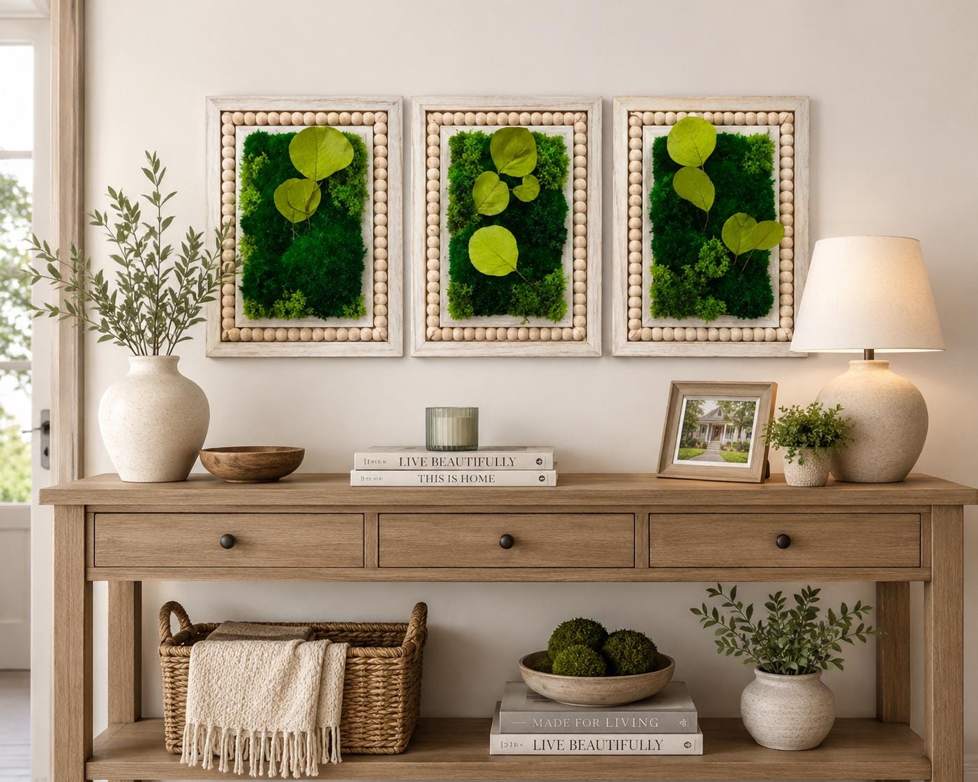 Eucalyptus Preserved Moss Wall Art, Set of 3 - Image 3
