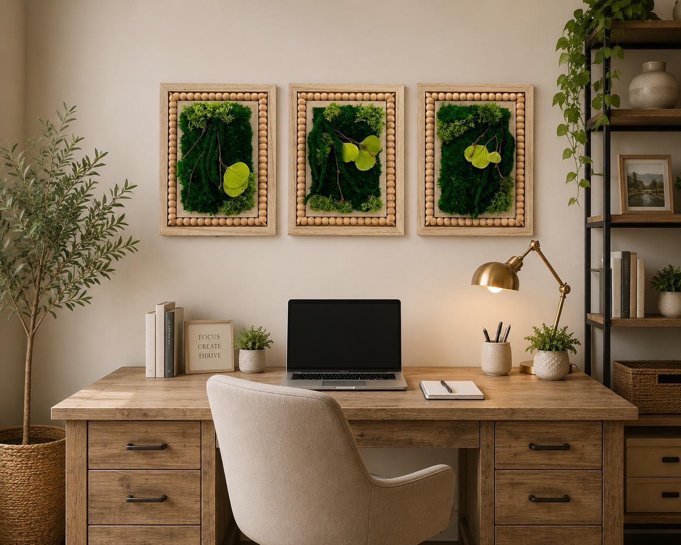 Eucalyptus Preserved Moss Wall Art, Set of 3 - Image 5