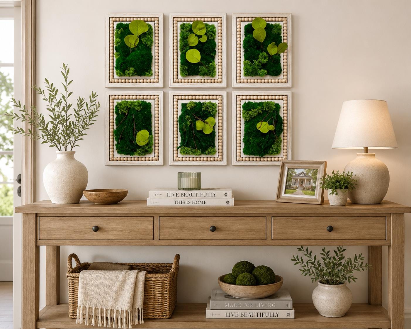 Eucalyptus Preserved Moss Wall Art, Set of 3