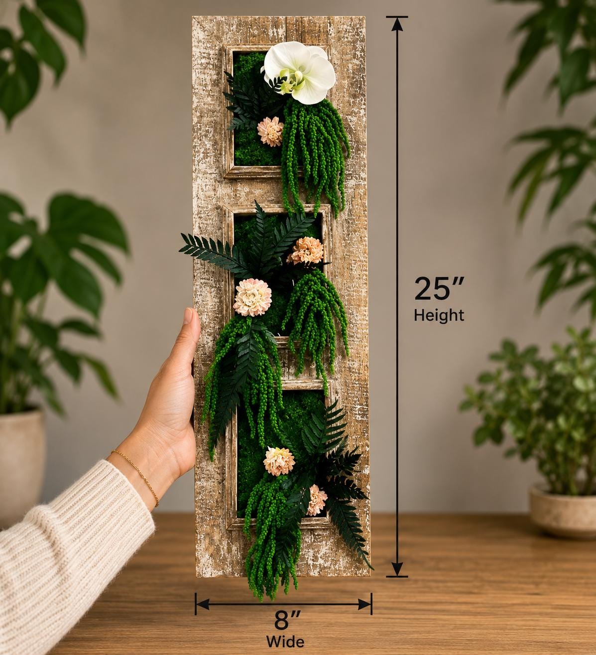 Vintage Window Frame Preserved Moss Wall Art - Image 6