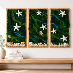Beach Theme Moss Wall Art with Starfish