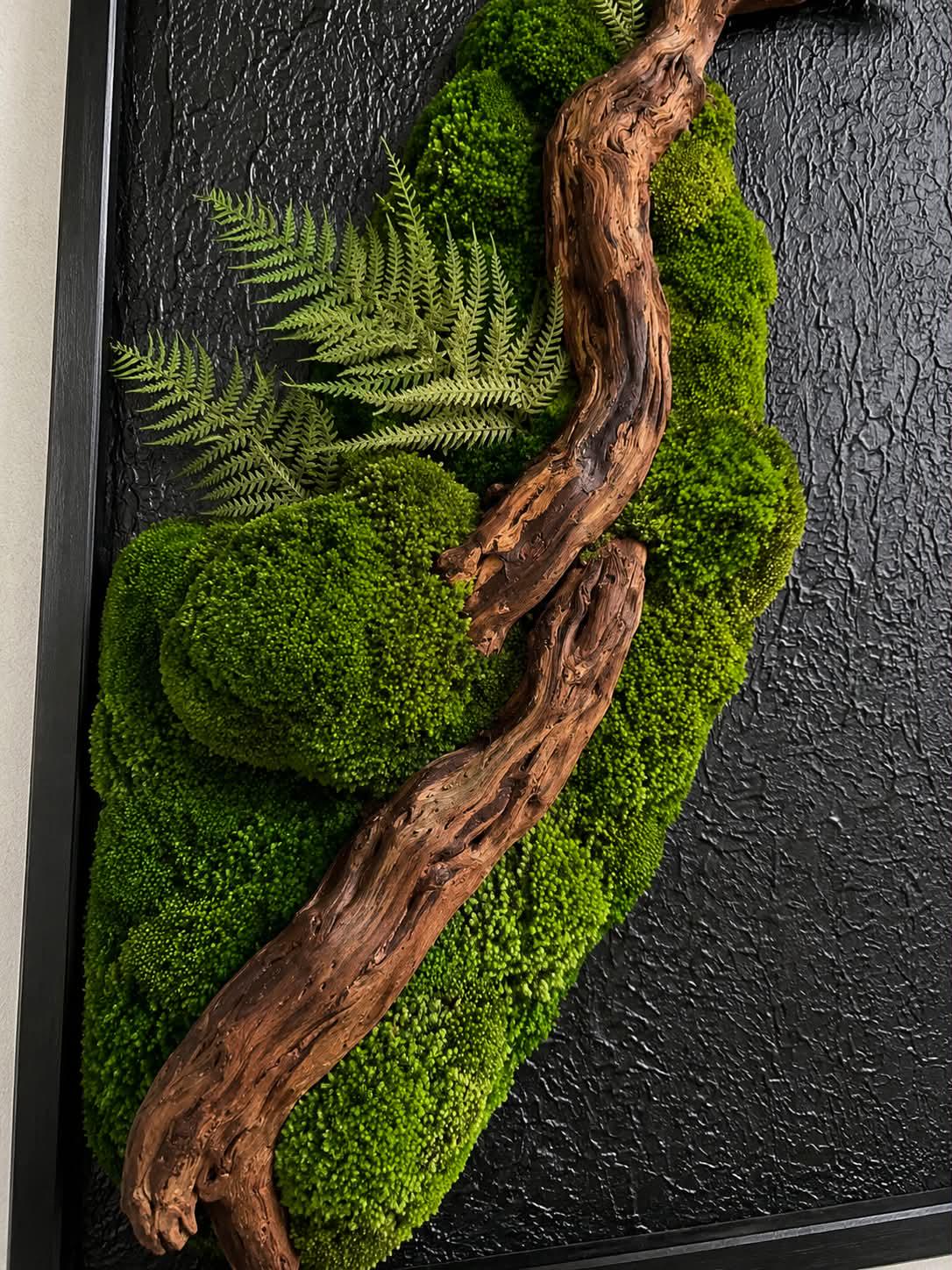 Luxury Preserved Moss Wall Art with Natural Driftwood - Image 8