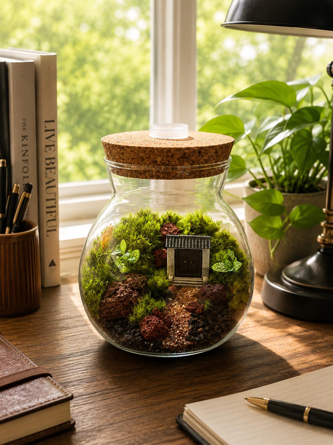 5x5" Japanese Zen Garden Moss Terrarium - Image 4