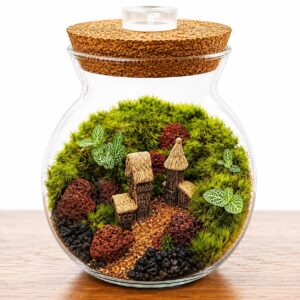Woodland Cottage Moss Terrarium with LED Cork Lid