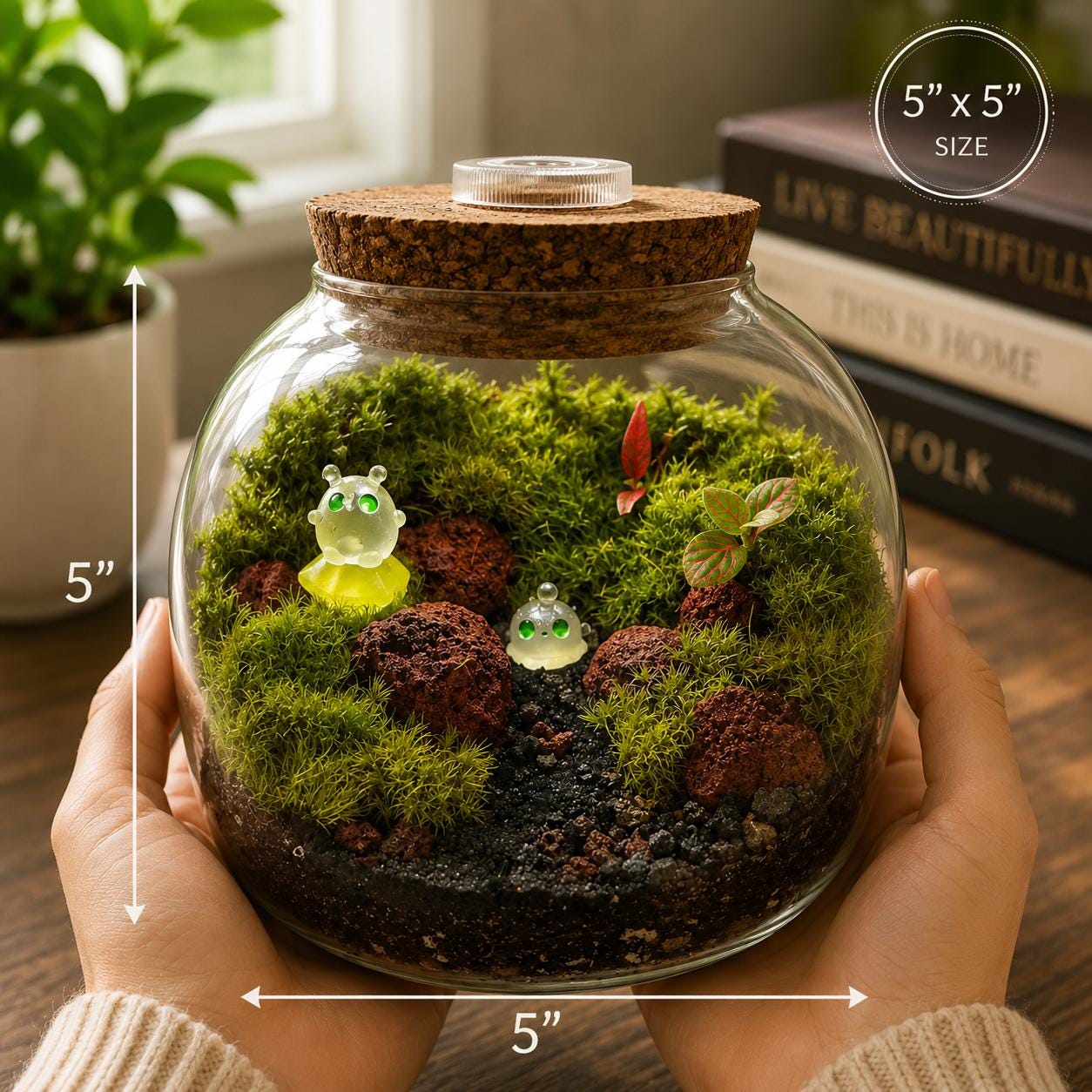 5x5" Glow-in-the-Dark Alien Moss Terrarium - Image 3
