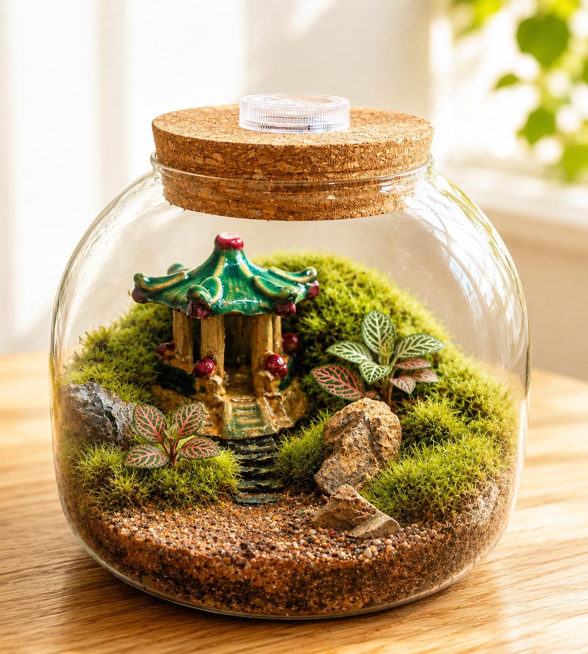 Japanese Garden Moss Terrarium with LED Cork Lid - Image 2